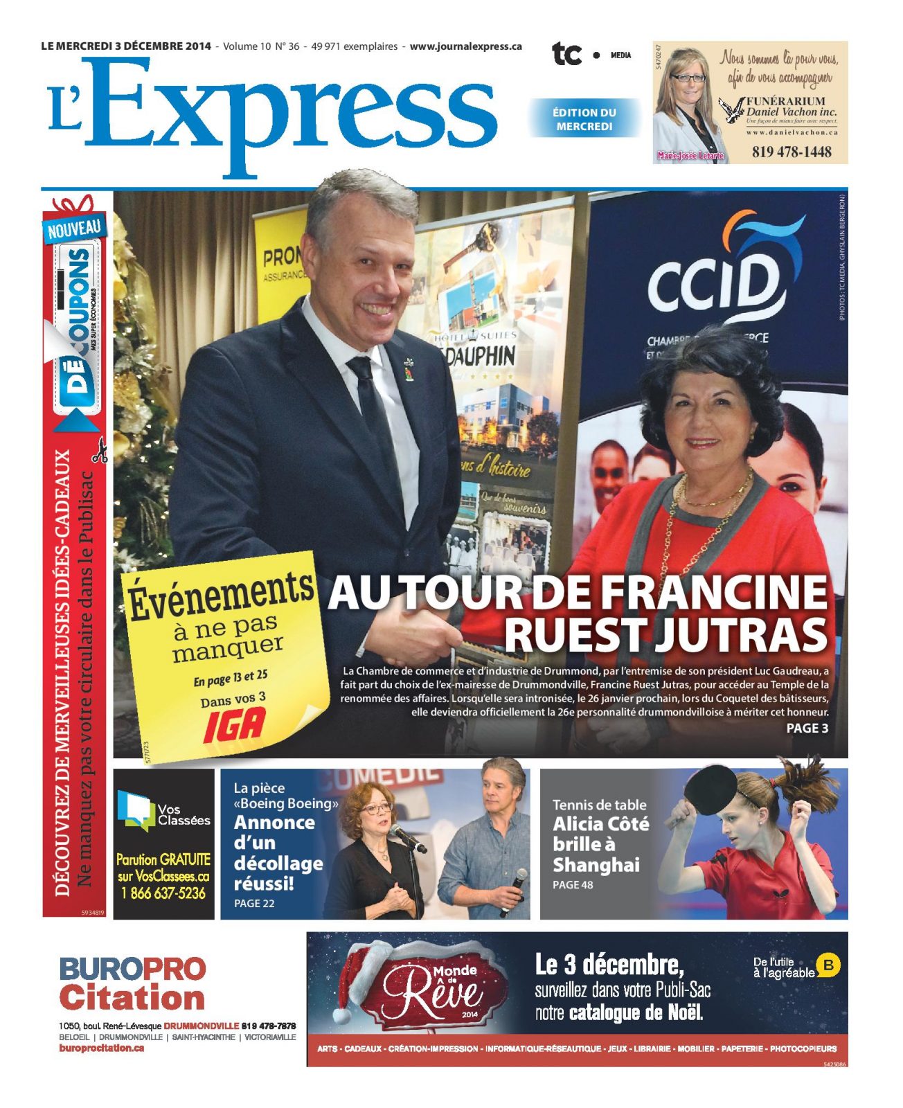 La une de L’Express du mercredi 3 décembre 2014