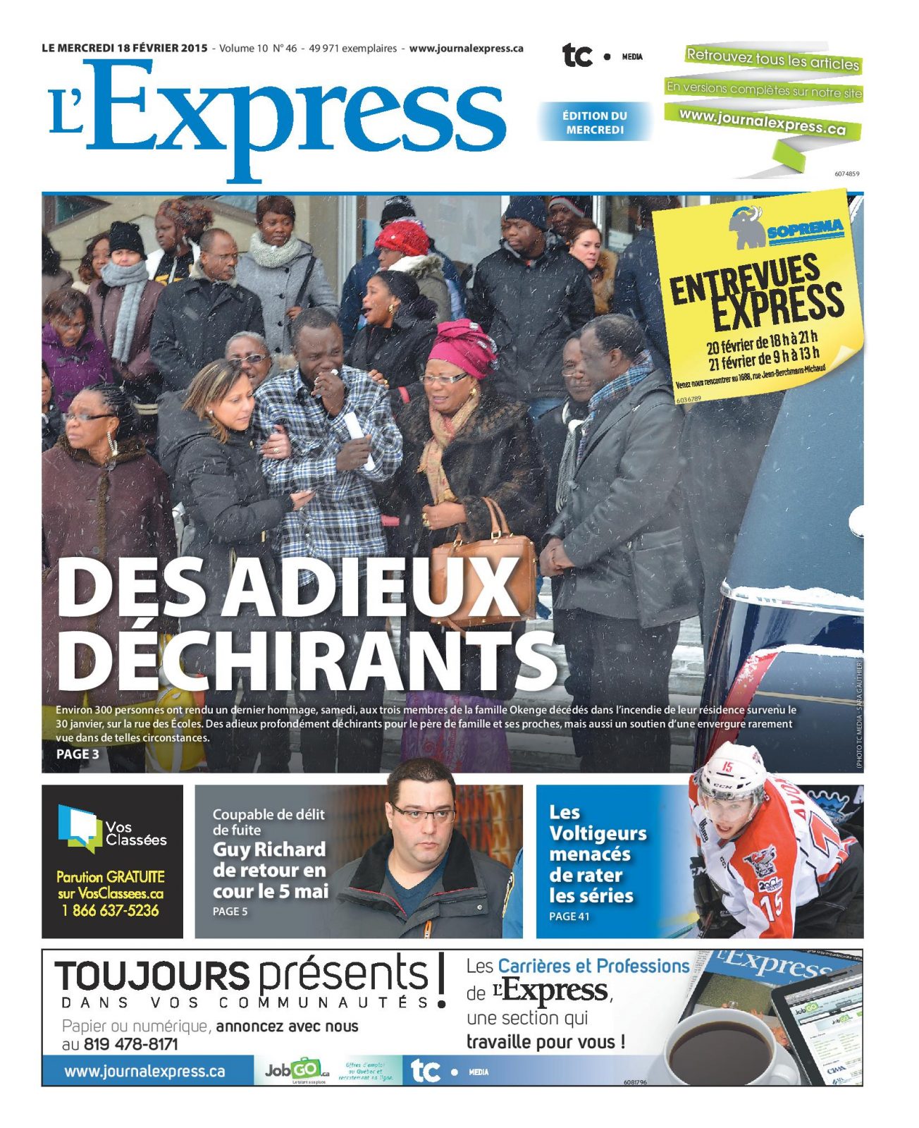 La une de L’Express du mercredi 18 février 2015