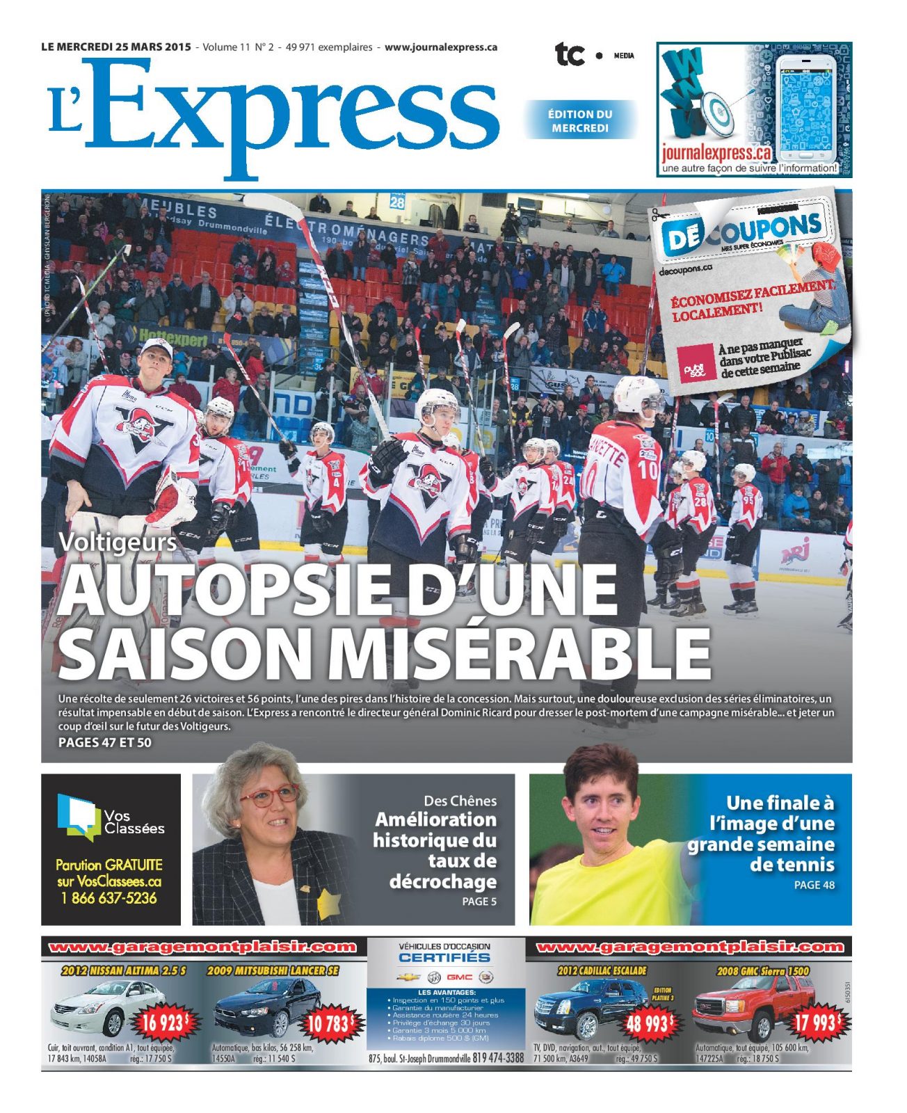 La une de L’Express du mercredi 25 mars 2015