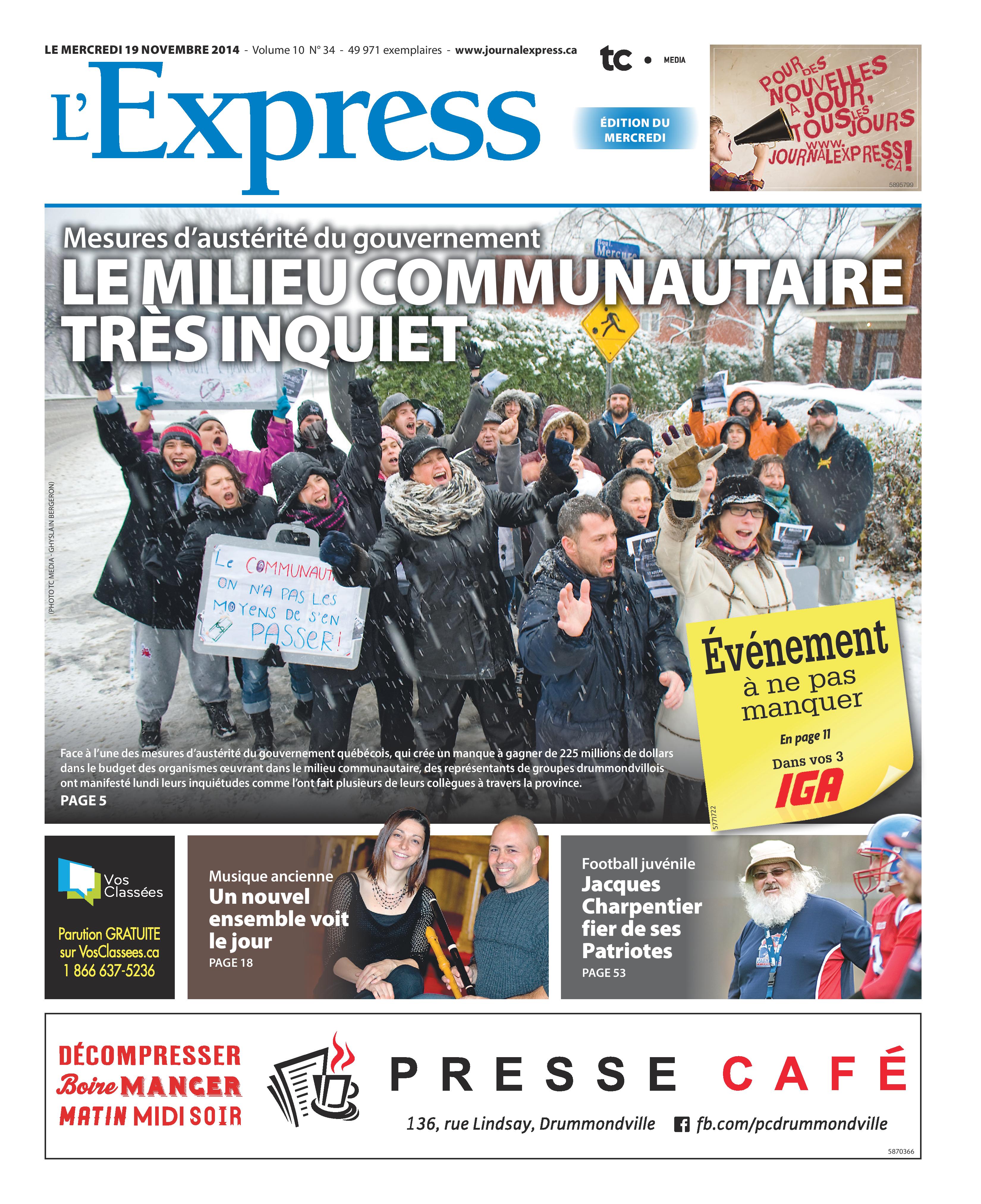 La Une De Lexpress Du 19 Novembre 2014 Lexpress 