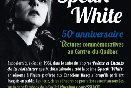 Poème Speak White : des lectures prévues dans la région