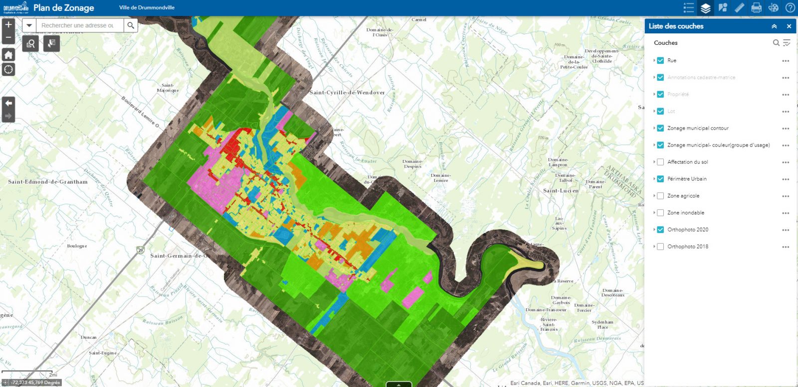 La Ville rend disponible une carte interactive sur le zonage