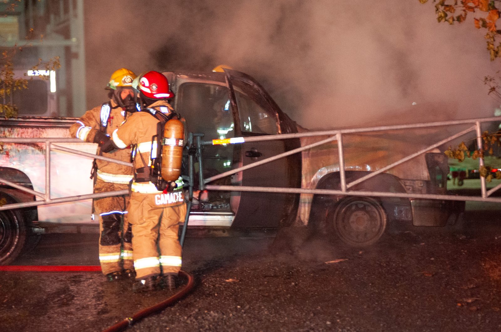 Incendie de véhicule chez Garage J Fortier